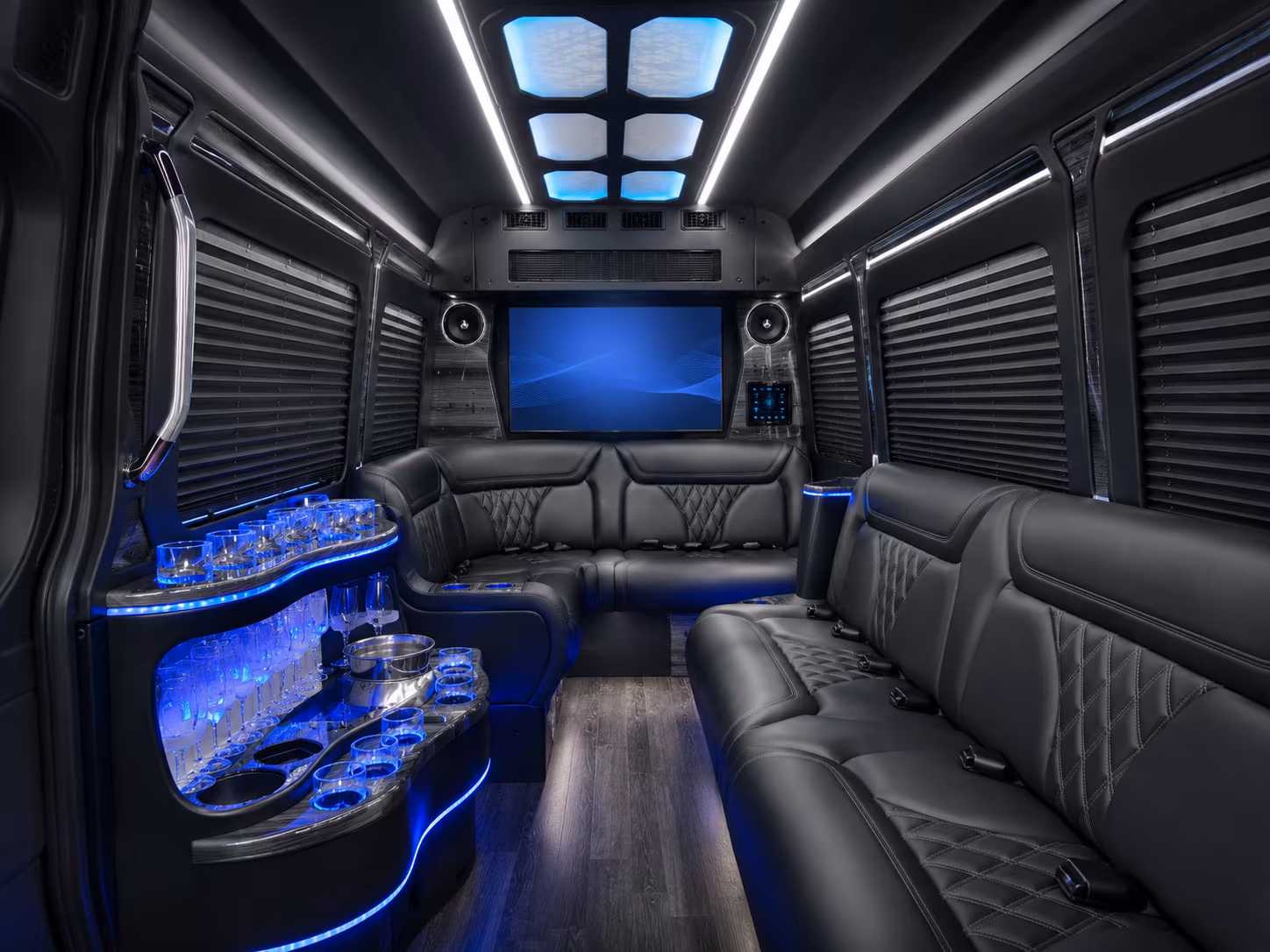 santa rosa 28 passenger party bus inside